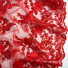 PIZZO RICAMATO PERLINE E PAILLETTES