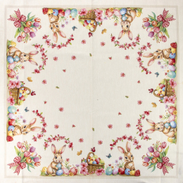 Tovaglia piazzata 100x100 Pasqua fiorita